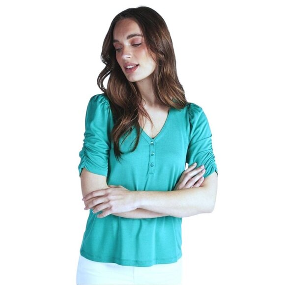 ESQUALO Teal Short Sleeve Top - Picture 1 of 5
